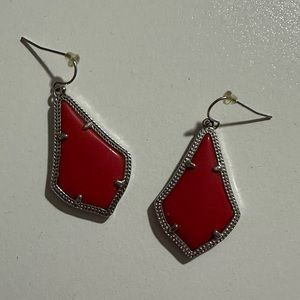 Kendra Scott “Alex” drop earrings in silver with red stones